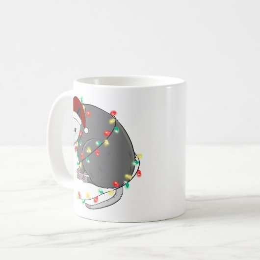 Funny Niedlich Christmas Opossum Kaffeetasse (Vorderseite Links)
