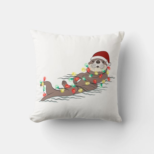 Funny Niedlich Christmas Otter Kissen (Vorderseite)