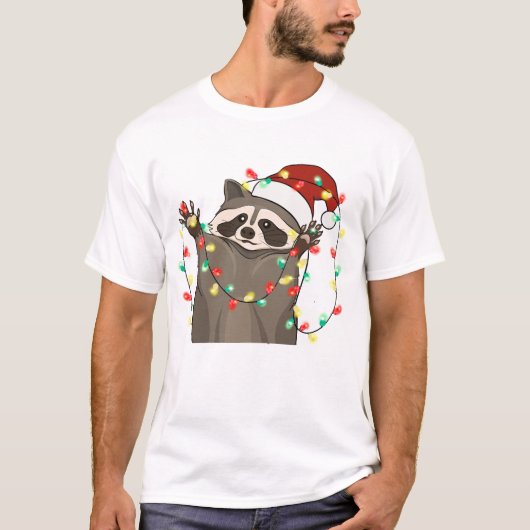 Funny Niedlich Christmas Raccoon T-Shirt (Vorderseite)
