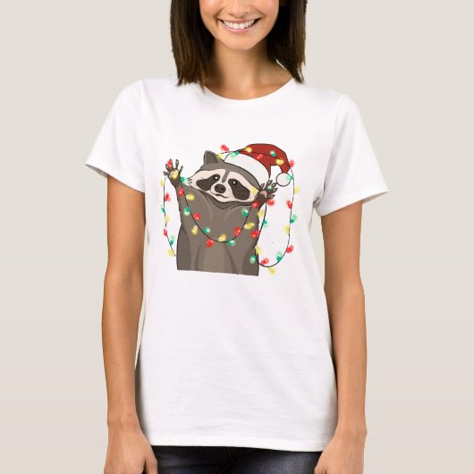 Funny Niedlich Christmas Raccoon T-Shirt (Vorderseite)