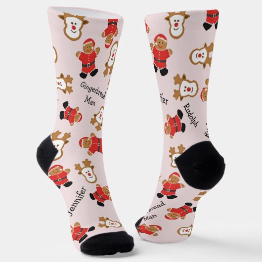 Funny Niedlich Christmas Santa Rudolph Personalisi Socken (Gewinkelt)