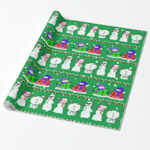 Funny Niedlich Christmas Snowmen Wrapping Paper Geschenkpapier