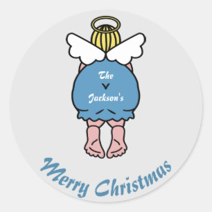 Funny Niedlich Chubby Angel Merry Christmas Custom Runder Aufkleber