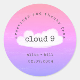 Funny Niedlich Cloud 9 Pink Lila Humour Vielen Dan Runder Aufkleber