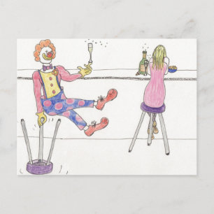 Funny Niedlich Clown Liebe Cartoon Romance Spaß Ar Postkarte