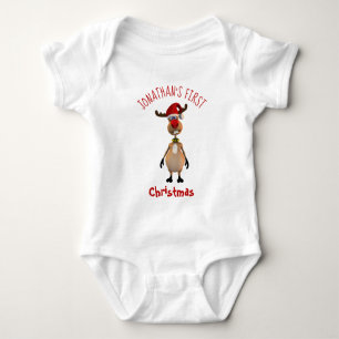 Funny Niedlich Clumsy Rentier Erste Weihnachtsfeie Baby Strampler