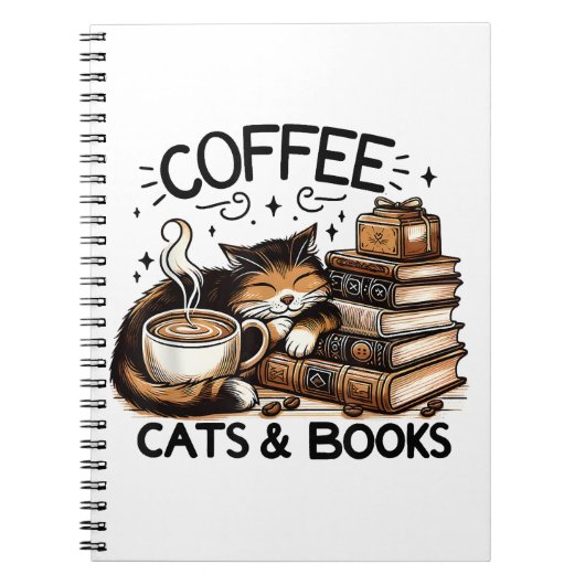 Funny Niedlich Coffee Cats Bücher Lover Gift Idee  (Vorderseite)