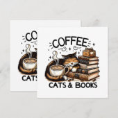Funny Niedlich Coffee Cats Bücher Lover Gift Idee Einladung (Vorne/Hinten)