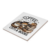 Funny Niedlich Coffee Cats Bücher Lover Gift Idee  Fliese (Seite)