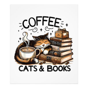 Funny Niedlich Coffee Cats Bücher Lover Gift Idee  Fotodruck