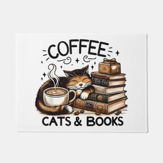 Funny Niedlich Coffee Cats Bücher Lover Gift Idee  Fußmatte (Vorderseite)