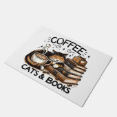 Funny Niedlich Coffee Cats Bücher Lover Gift Idee  Fußmatte (Schrägansicht)