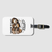 Funny Niedlich Coffee Cats Bücher Lover Gift Idee Gepäckanhänger (Vorderseite (Horizontal))