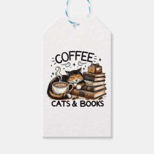Funny Niedlich Coffee Cats Bücher Lover Gift Idee  Geschenkanhänger