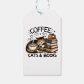 Funny Niedlich Coffee Cats Bücher Lover Gift Idee Geschenkanhänger (Rückseite)