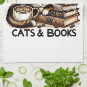 Funny Niedlich Coffee Cats Bücher Lover Gift Idee Geschirrtuch (Gefaltet)