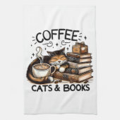 Funny Niedlich Coffee Cats Bücher Lover Gift Idee Geschirrtuch (Vertikal)