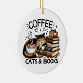 Funny Niedlich Coffee Cats Bücher Lover Gift Idee  Keramik Ornament (Rechts)