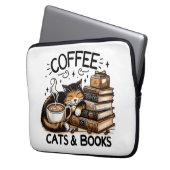 Funny Niedlich Coffee Cats Bücher Lover Gift Idee  Laptopschutzhülle (Vorderseite Links)