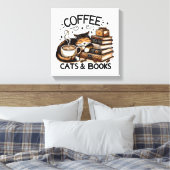 Funny Niedlich Coffee Cats Bücher Lover Gift Idee Leinwanddruck (Insitu (Schlafzimmer))