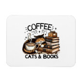 Funny Niedlich Coffee Cats Bücher Lover Gift Idee Magnet (Horizontal)