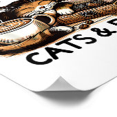 Funny Niedlich Coffee Cats Bücher Lover Gift Idee  Poster (Ecke)