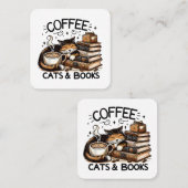 Funny Niedlich Coffee Cats Bücher Lover Gift Idee Quadratische Visitenkarte (Vorne/Hinten)