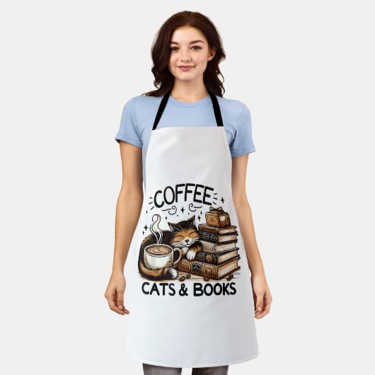 Funny Niedlich Coffee Cats Bücher Lover Gift Idee Schürze (Getragen)