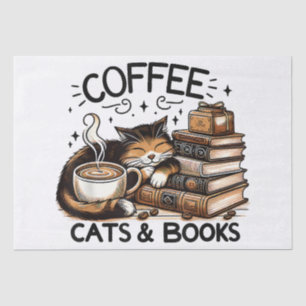 Funny Niedlich Coffee Cats Bücher Lover Gift Idee Seidenpapier