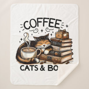 Funny Niedlich Coffee Cats Bücher Lover Gift Idee Sherpadecke
