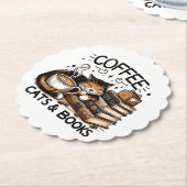 Funny Niedlich Coffee Cats Bücher Lover Gift Idee Untersetzer (angewinkelt)