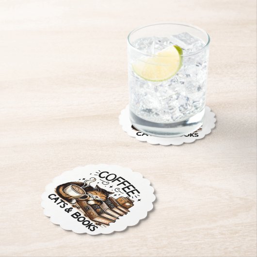 Funny Niedlich Coffee Cats Bücher Lover Gift Idee Untersetzer (Vor Ort)