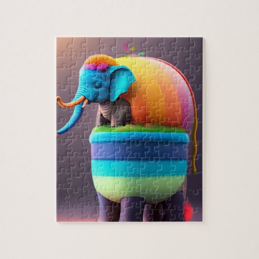 Funny Niedlich Colorful Elephant Puzzle (Vertikal)