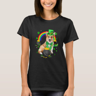 Funny Niedlich Corgi Leprechaun Kleeblatt St Patri T-Shirt
