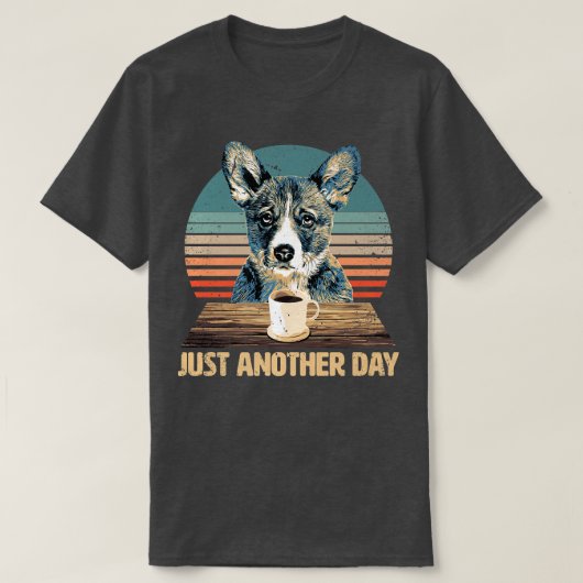 Funny & Niedlich Corgi Puppy Drinks Coffee-957 T-Shirt (Design vorne)