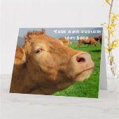 Funny Niedlich Cow Custom Happy Birthday Karte (Gelbe Blume)