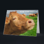 Funny Niedlich Cow Custom Happy Birthday Karte<br><div class="desc">Dieses Design zeigt ein lustiges Bild einer Kuh! Ideal für besondere Anlässe wie Geburtstage, Jubiläen und mehr. Wenn Sie das Design durch Ändern der Nachricht, des Alters oder des Schriftartes personalisieren möchten, klicken Sie auf "Design bearbeiten".</div>