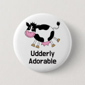 Funny Niedlich Cow Puff Cartoon Design Button (Vorderseite)
