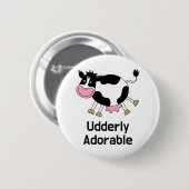 Funny Niedlich Cow Puff Cartoon Design Button (Vorne & Hinten)