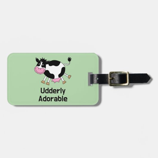 Funny Niedlich Cow Puff Cartoon Design Gepäckanhänger (Vorderseite horizontal)