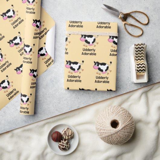 Funny Niedlich Cow Puff Cartoon Design Geschenkpapier (Kunsthandwerk)