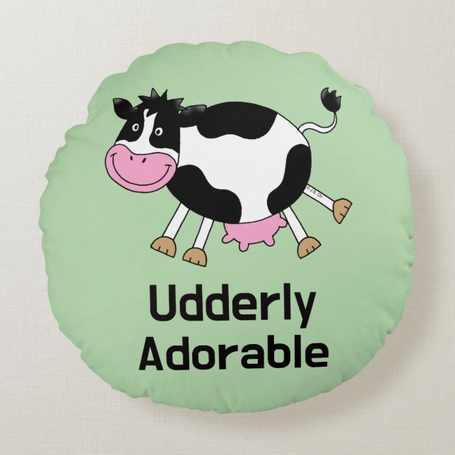 Funny Niedlich Cow Puff Cartoon Design Rundes Kissen (Vorderseite)