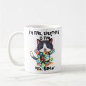 Funny Niedlich Crazy Cat I Am Fine Lights Teachnam Kaffeetasse (Links)