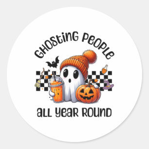 Funny Niedlich Creepy Ghost Halloween Graphic Kids Runder Aufkleber