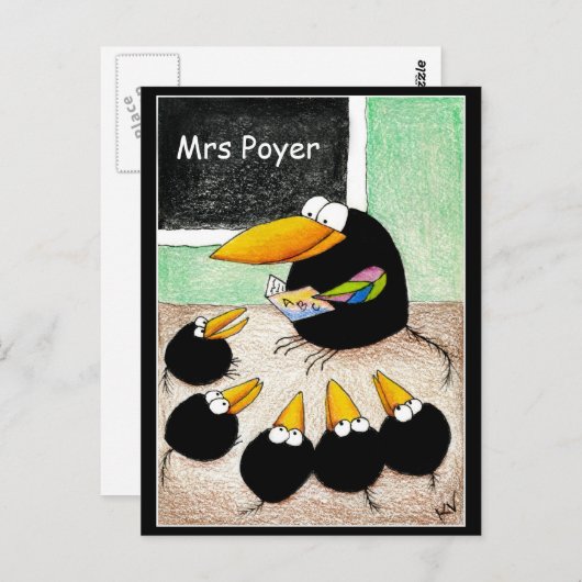 Funny Niedlich Crow Teachers Student Classpostcard Postkarte (Vorne/Hinten)