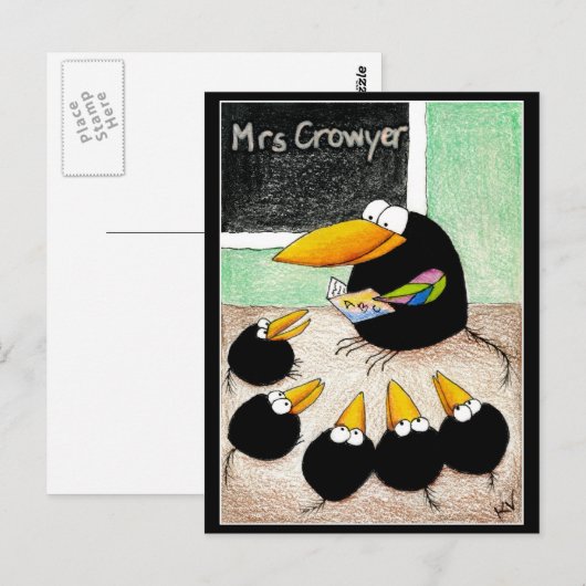 Funny Niedlich Crow Teachers Students Class Postca Postkarte (Vorne/Hinten)