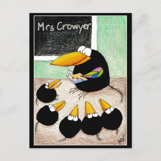 Funny Niedlich Crow Teachers Students Class Postca Postkarte (Vorderseite)