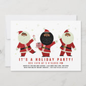 Funny Niedlich Dance Black Santa Party Einladung (Vorderseite)