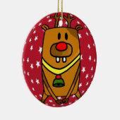 Funny Niedlich Deer Red Nose Stars Weihnachten Keramik Ornament (Rechts)
