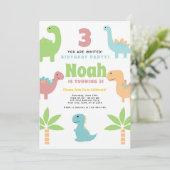 Funny Niedlich Dinosaur Geburtstagsparty Einladung (Stehend Vorderseite)